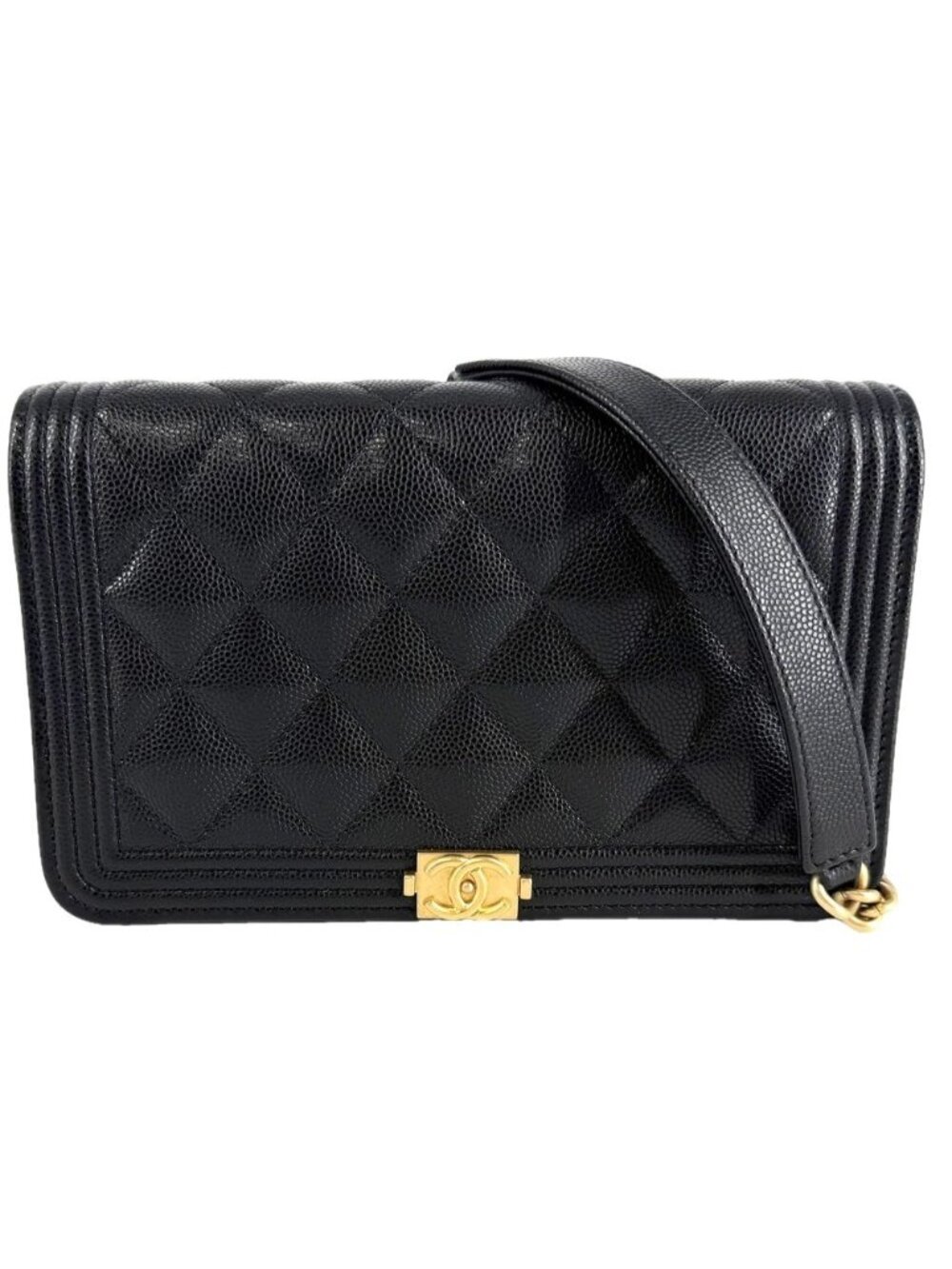 Chanel Chain Wallet Quilted Boy CC Logo Shoulder Bag Crossbody Boy Caviar